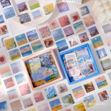 200 pcs/pack Retro Scenic Oil Painting Journal Decorative Stickers Scrapbooking Stick Label Diary Stationery